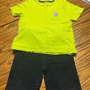 Carhartt Kids Bright Yellow T-Shirt with Black shorts 0046